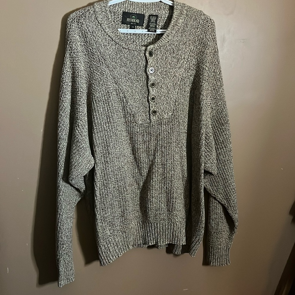 😄90’s sweater heathered brown 1/4 button